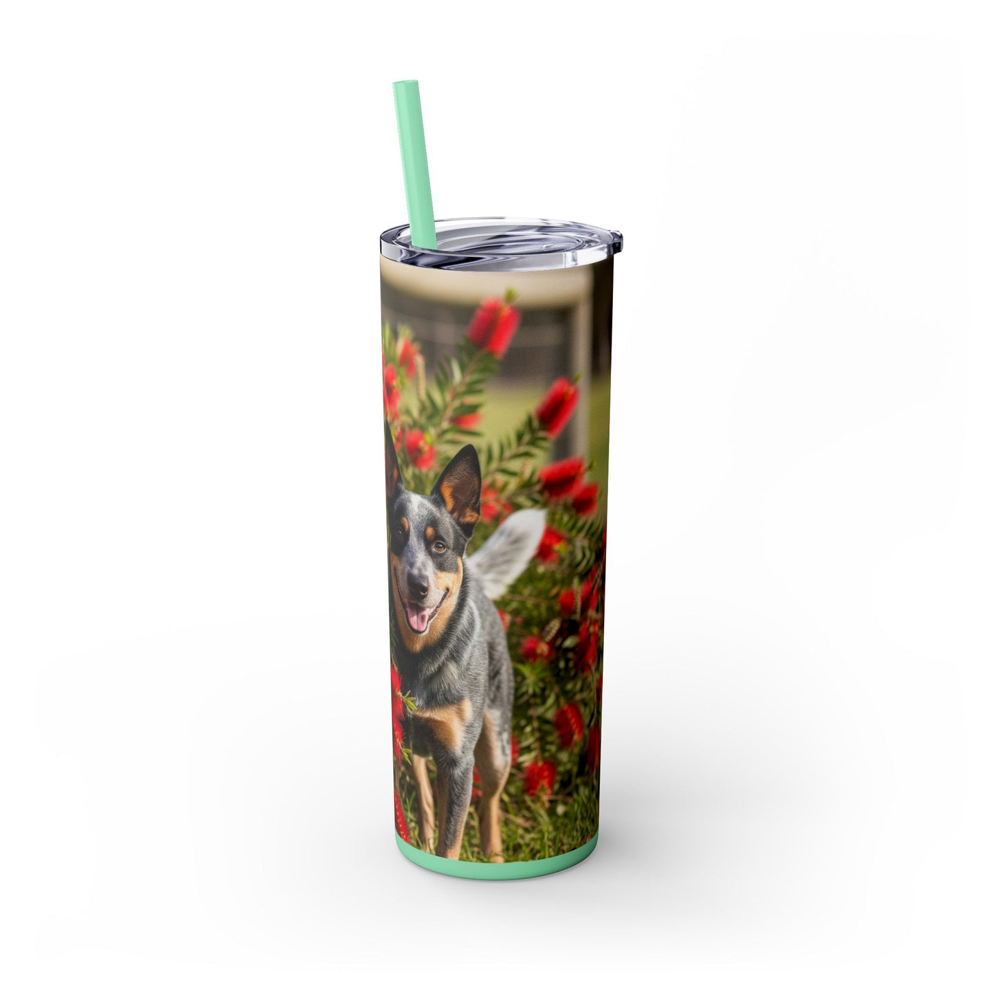 Australian Cattle Dog Skinny Tumbler with Straw, 20oz