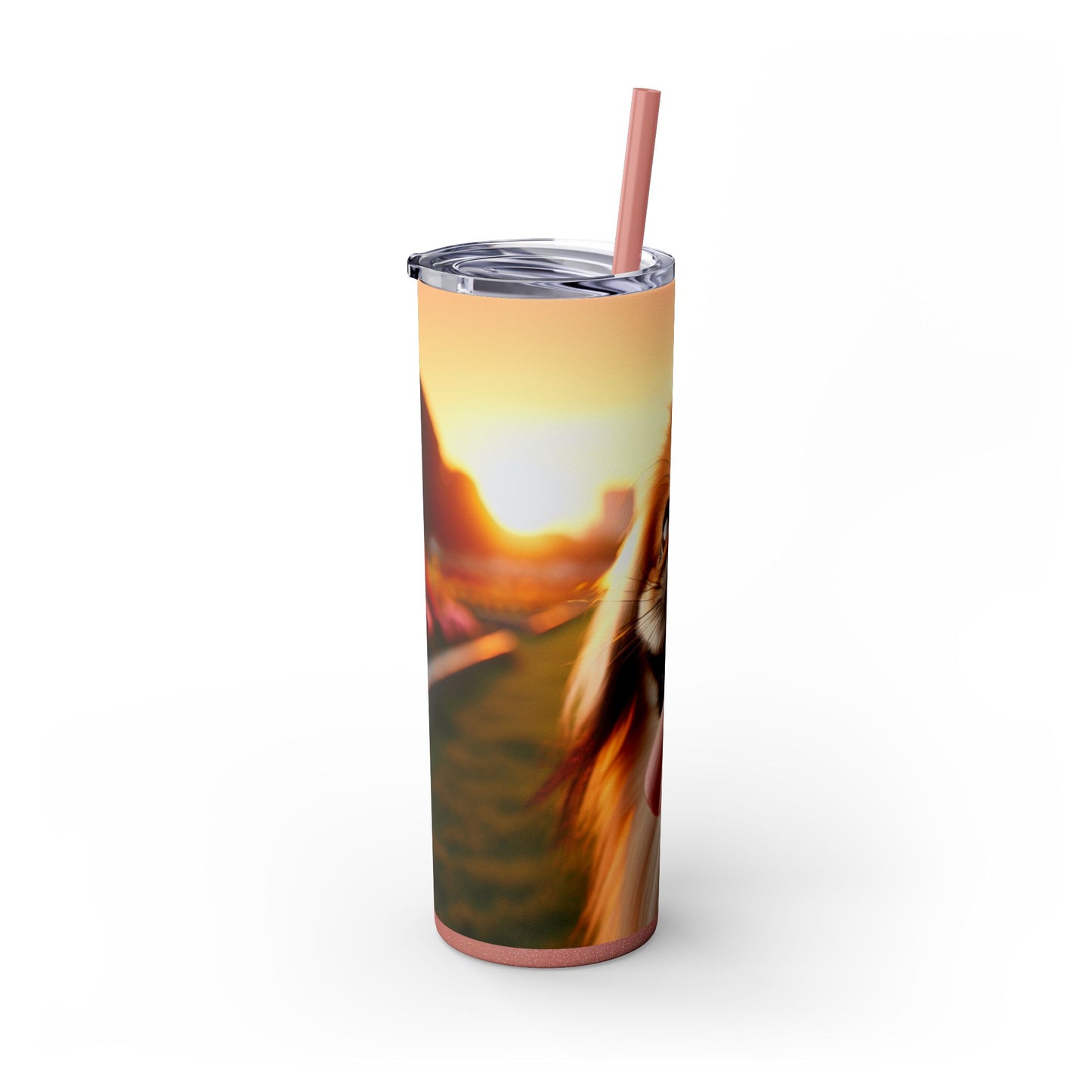 Pekingese Skinny Tumbler with Straw, 20oz