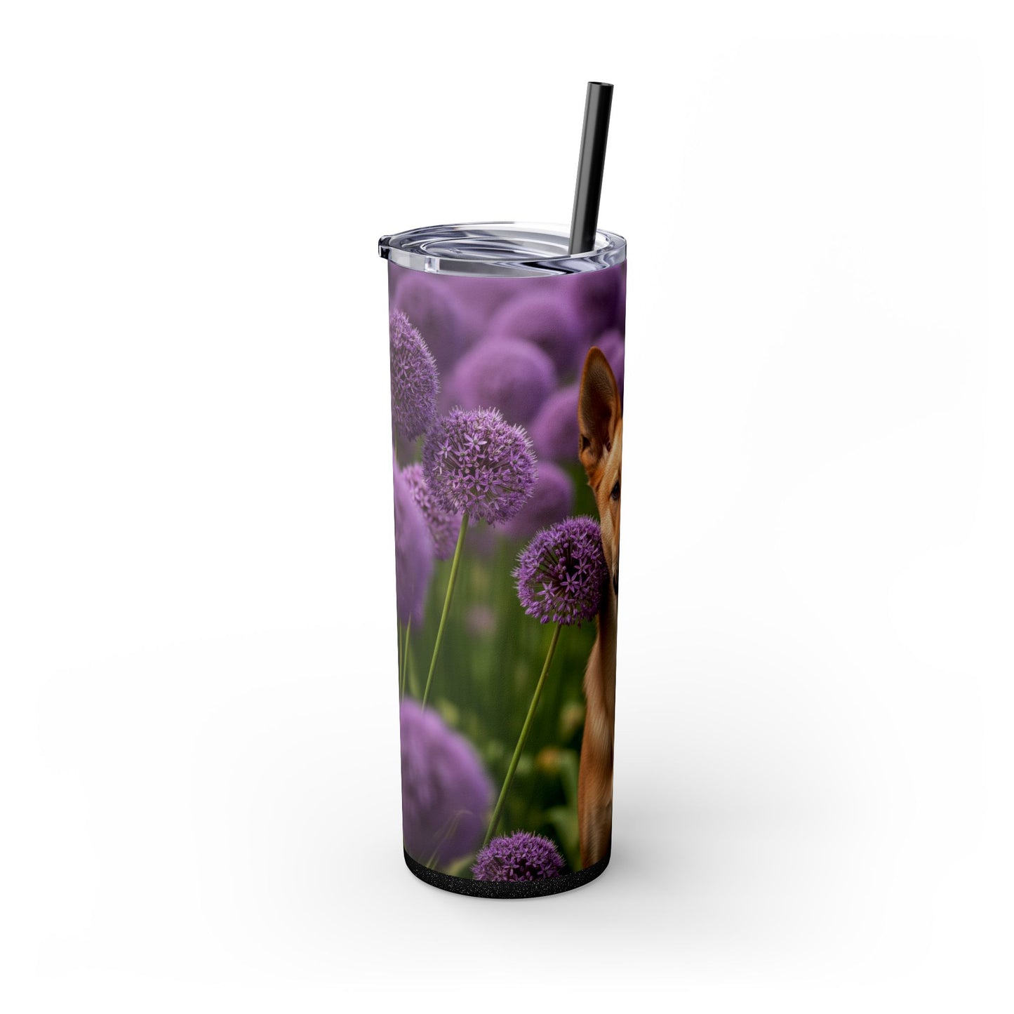 Canaan Dog Skinny Tumbler with Straw, 20oz