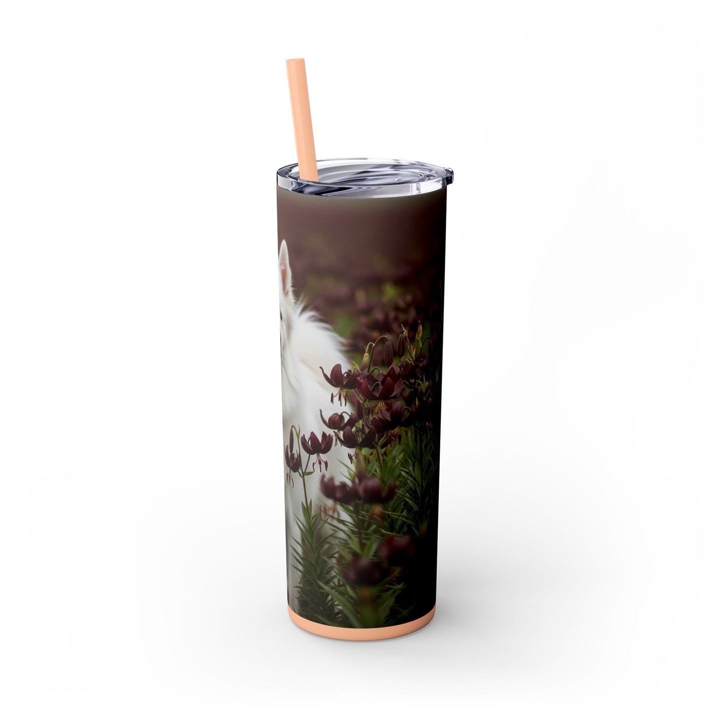 American Eskimo Dog Skinny Tumbler with Straw, 20oz