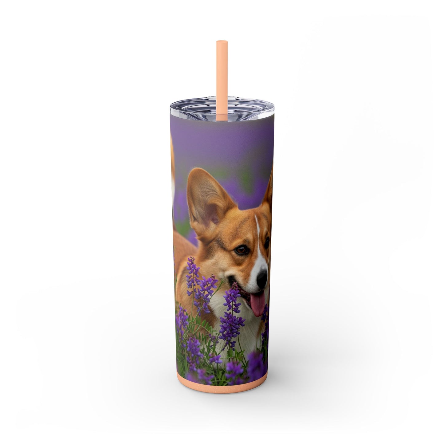 Cardigan Welsh Corgi Skinny Tumbler with Straw, 20oz