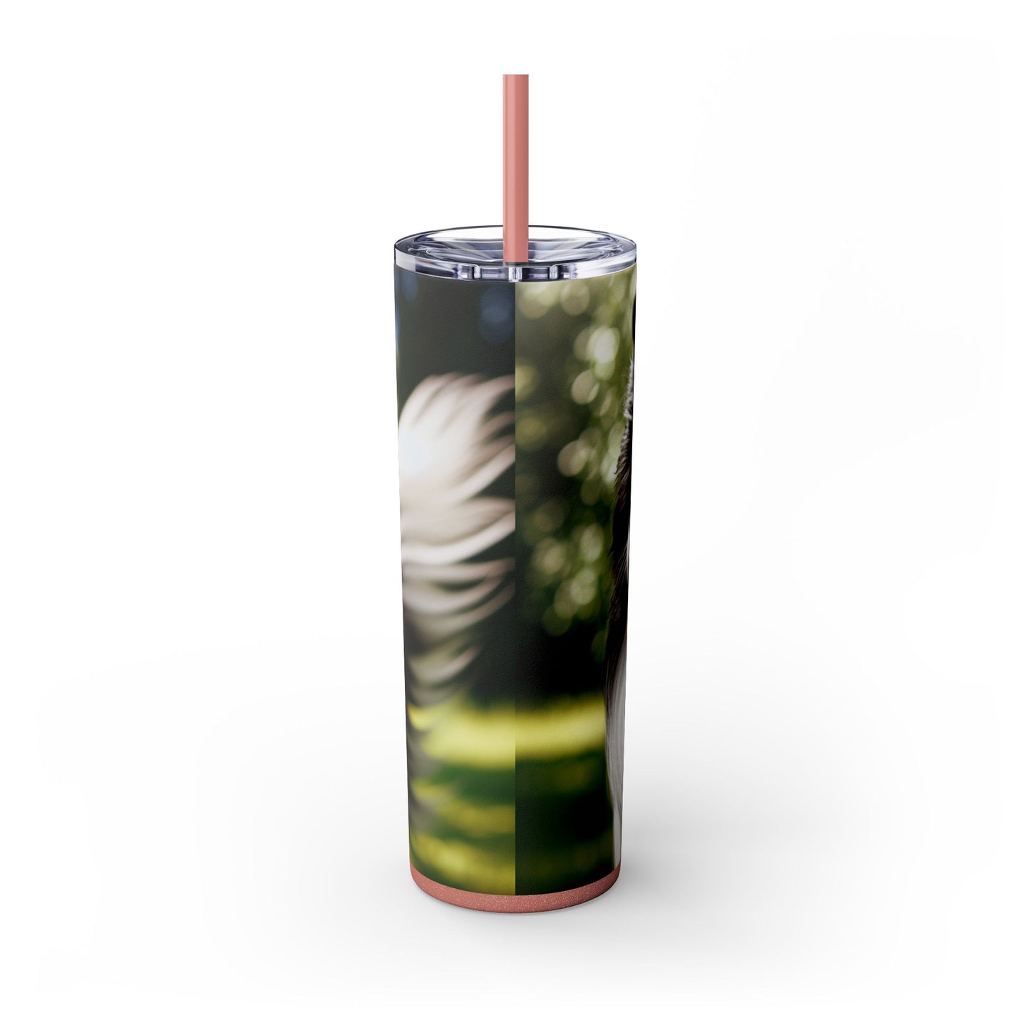 Border Collie Skinny Tumbler with Straw, 20oz