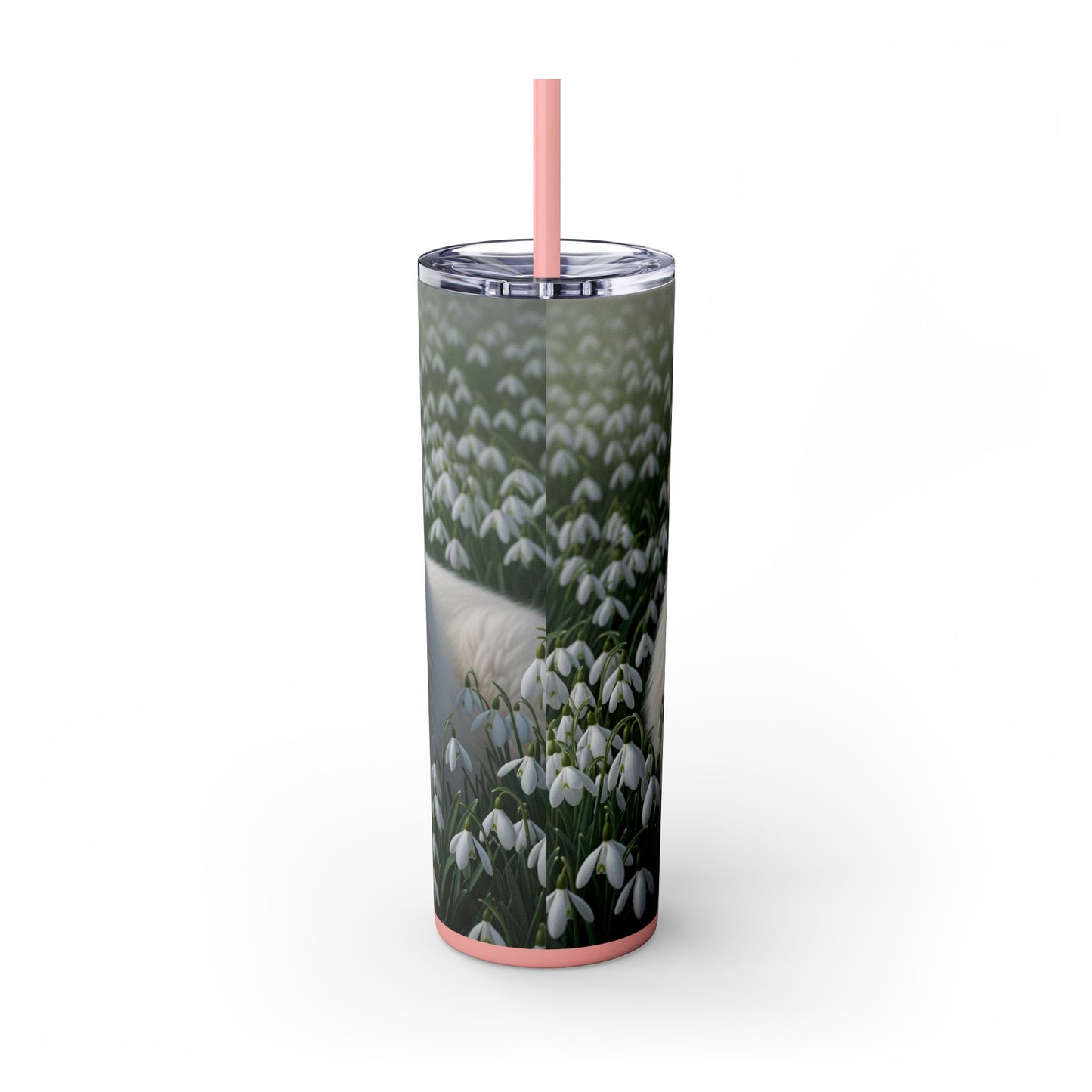 Pyrenean Mastiff Skinny Tumbler with Straw, 20oz