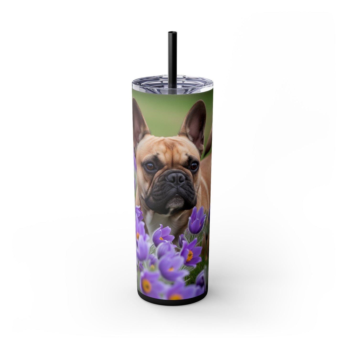 French Bulldog Skinny Tumbler with Straw, 20oz