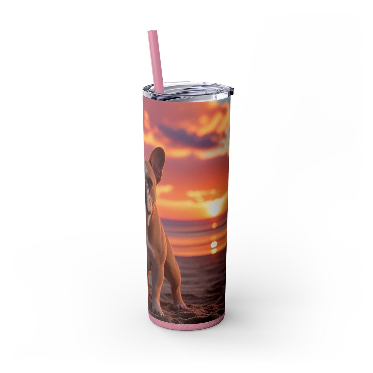 French Bulldog Love Skinny Tumbler with Straw, 20oz