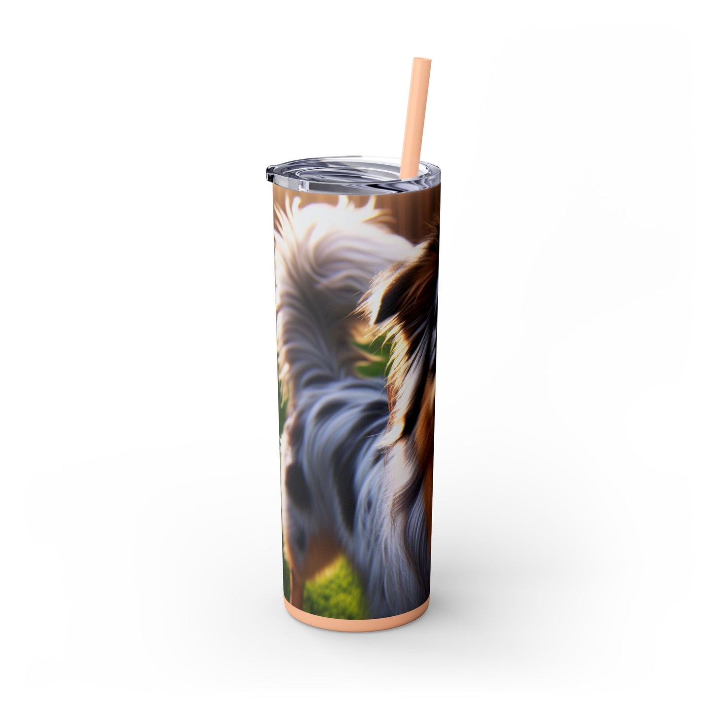 Australian Shepherd Skinny Tumbler with Straw, 20oz