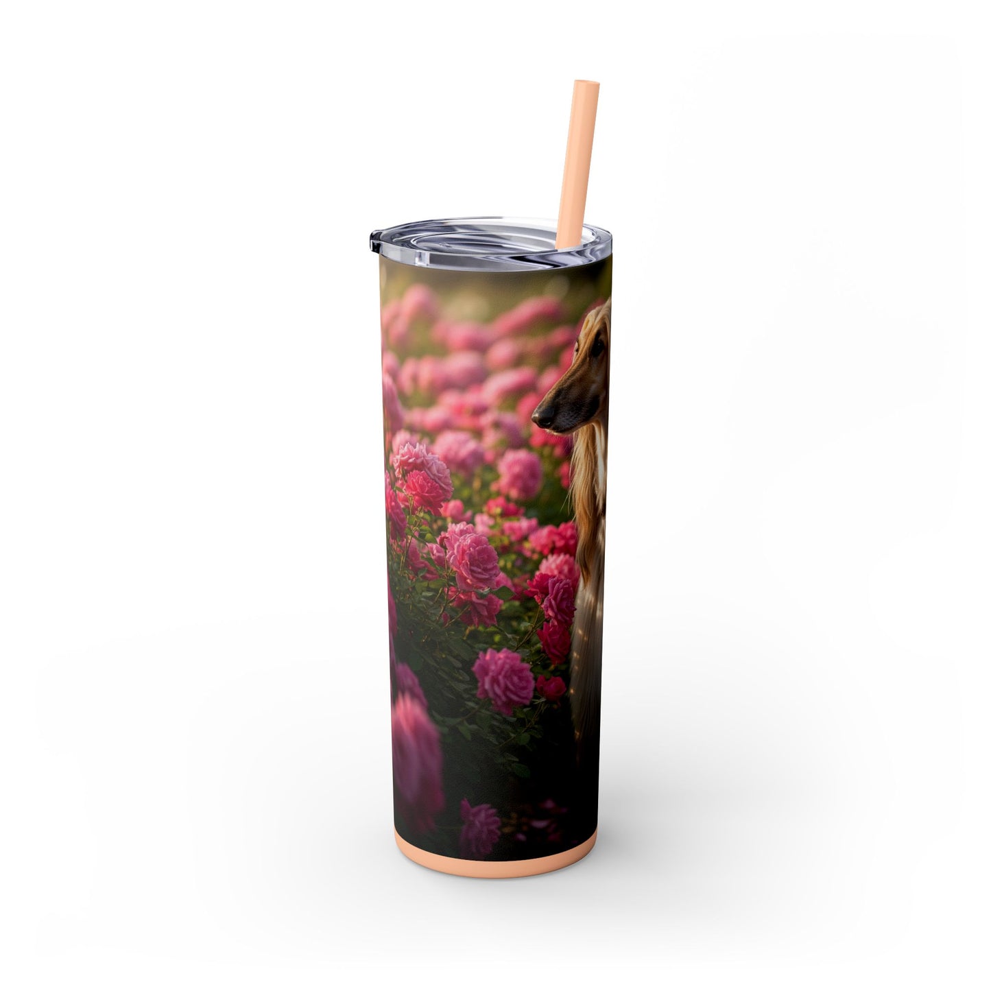 Afghan Hound Skinny Tumbler with Straw, 20oz