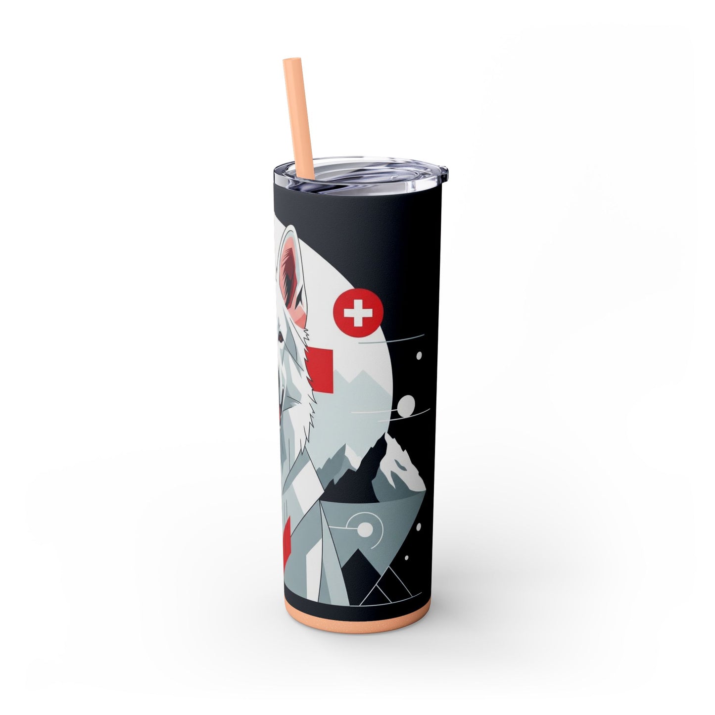 White Swiss Shepherd Dog Skinny Tumbler with Straw, 20oz