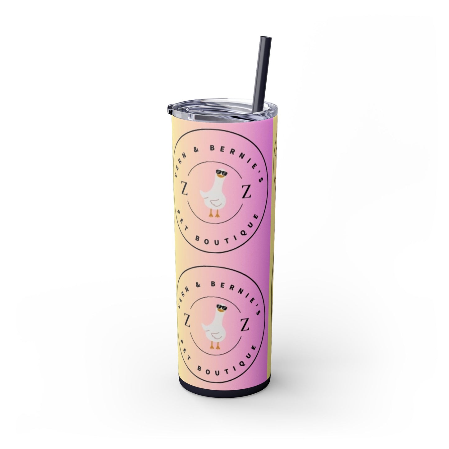 Vern and Bernie's Skinny Tumbler with Straw, 20oz
