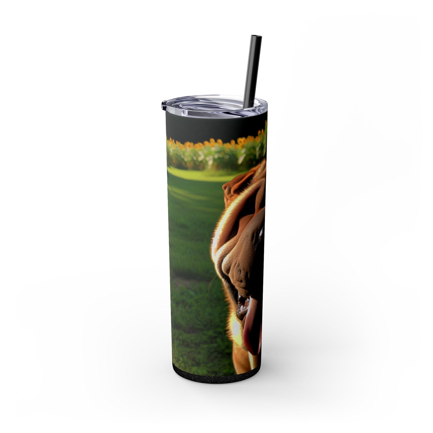 Shar Pei Skinny Tumbler with Straw, 20oz