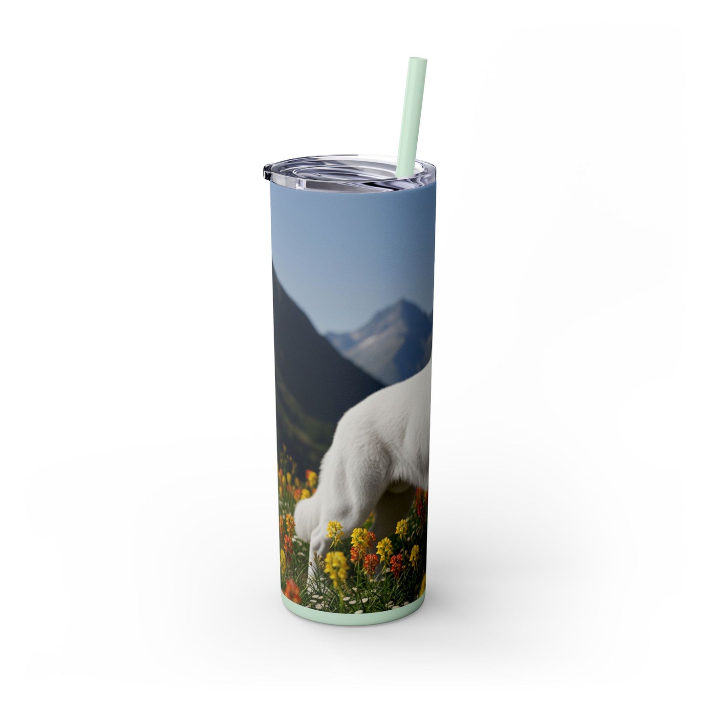 White Swiss Shepherd Dog Skinny Tumbler with Straw, 20oz