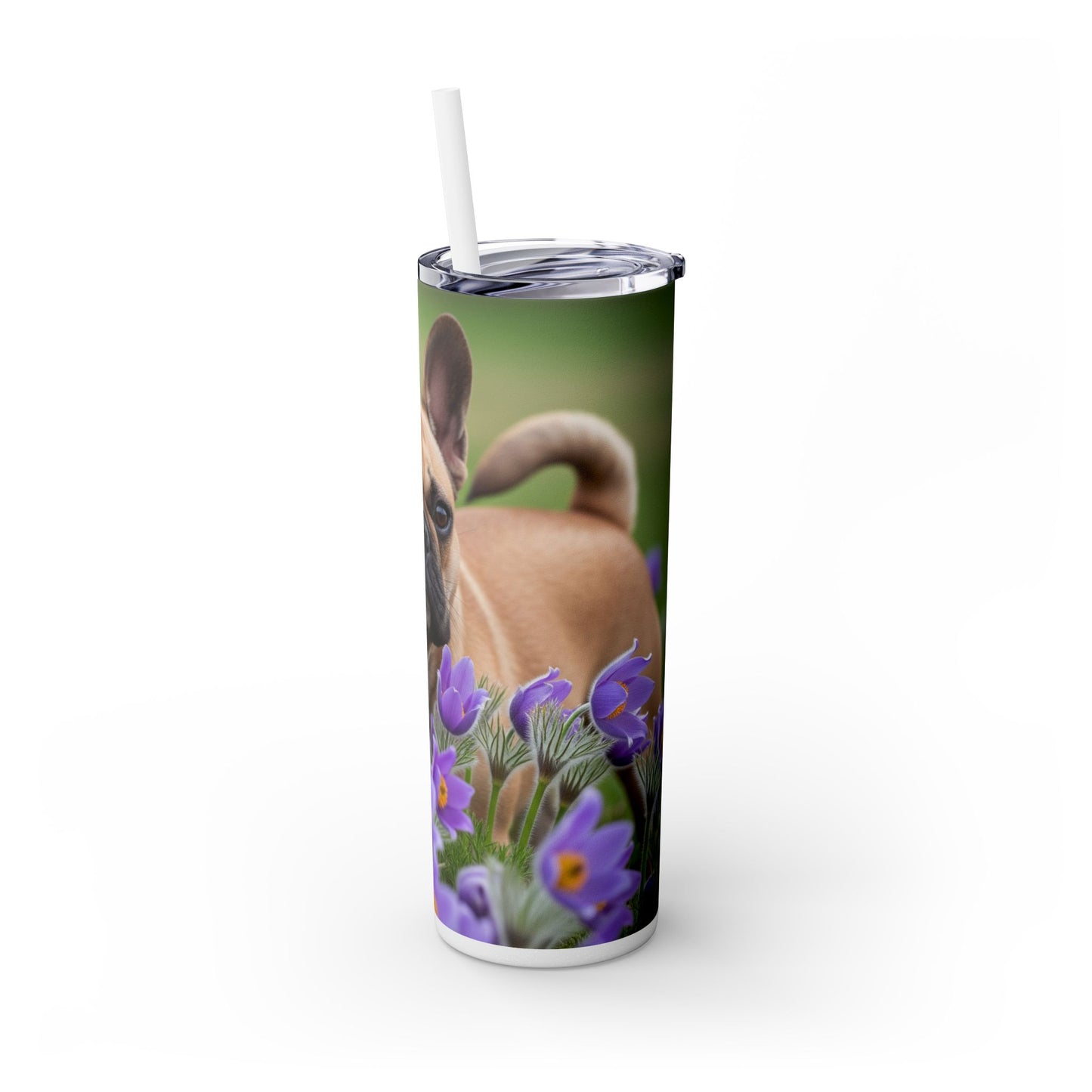 French Bulldog Skinny Tumbler with Straw, 20oz