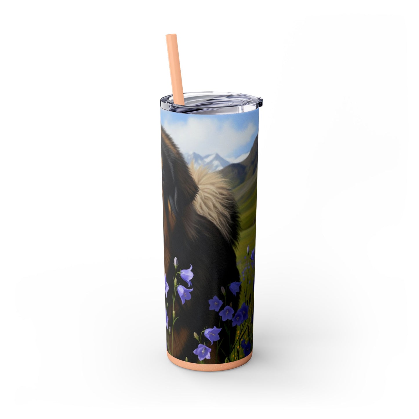 Tibetan Mastiff Skinny Tumbler with Straw, 20oz