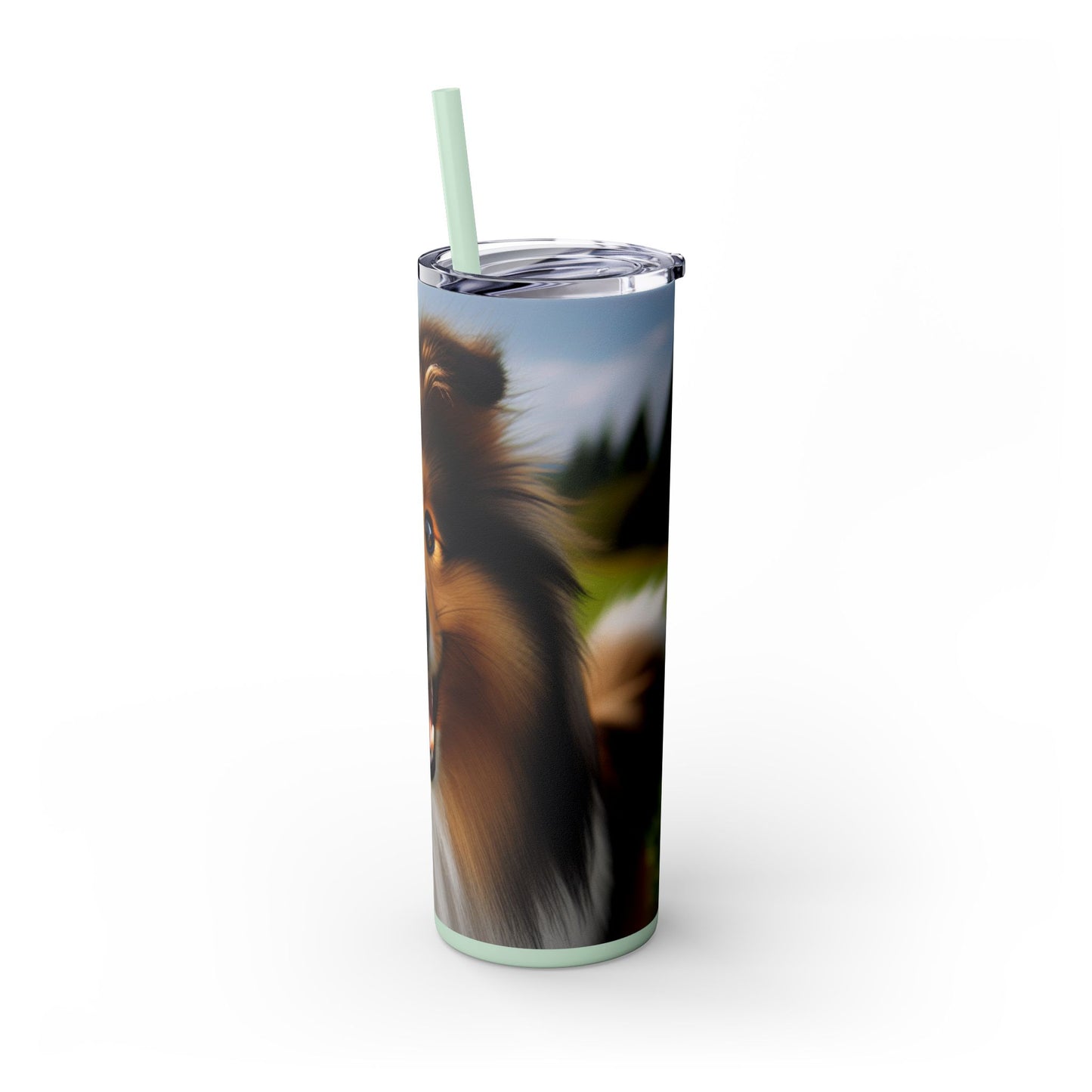 Shetland Sheepdog Skinny Tumbler with Straw, 20oz