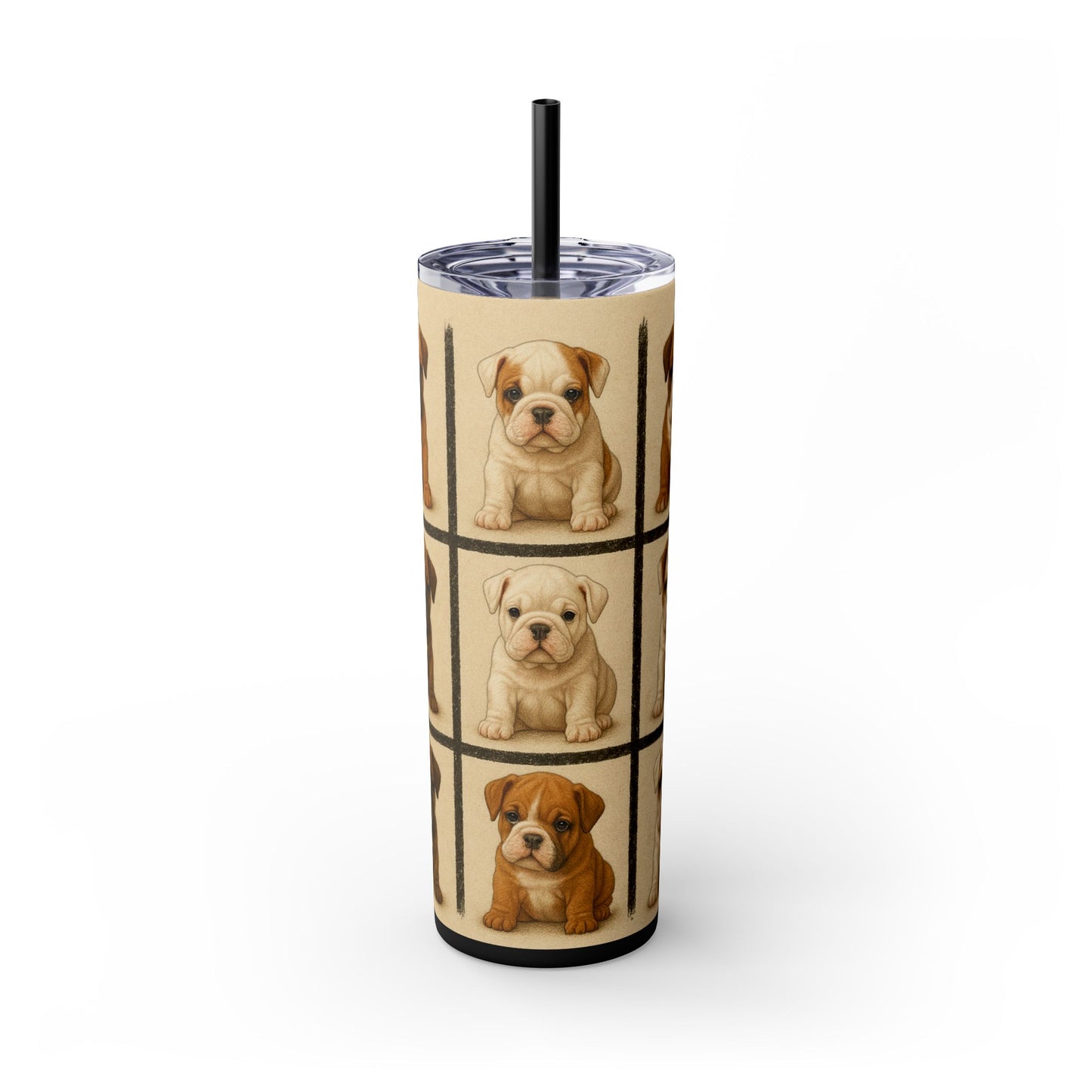 Bulldog puppies Tumbler with Straw, 20oz