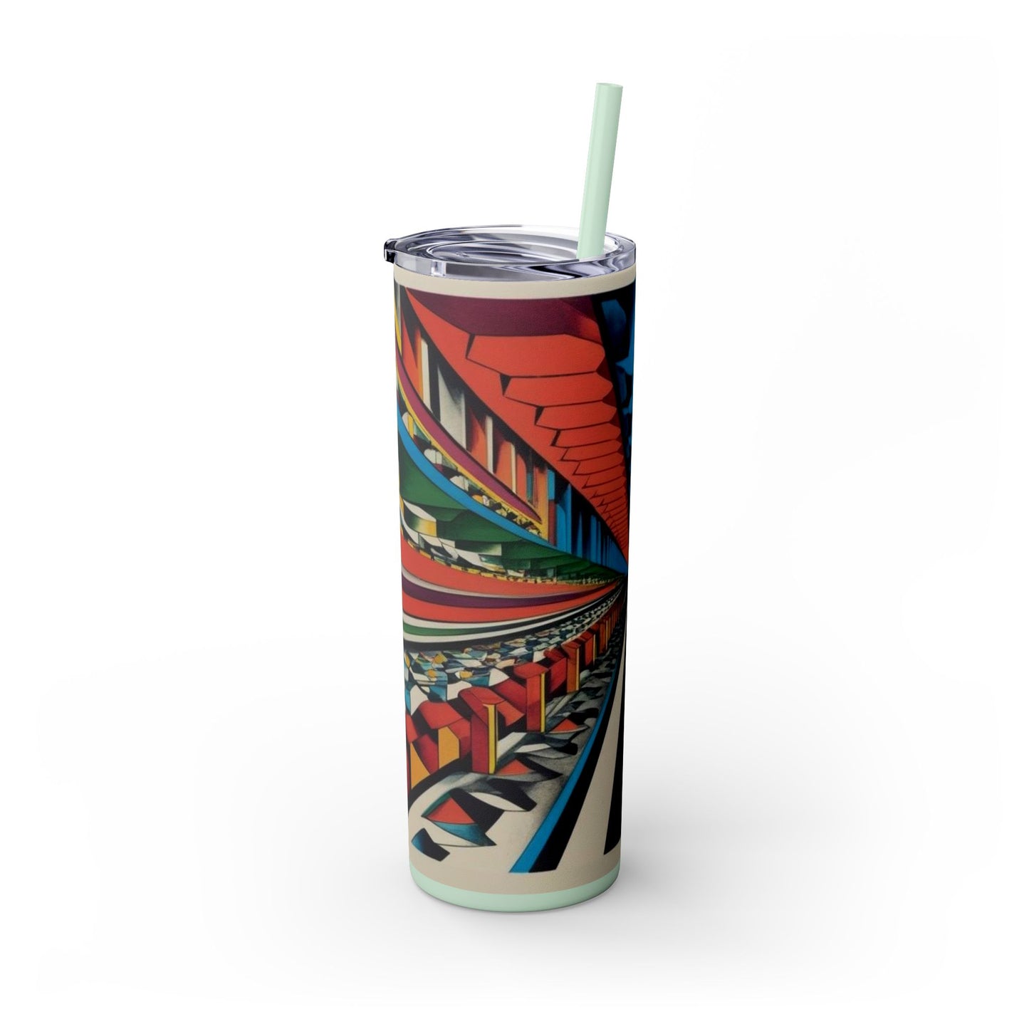 Optical Illusion Skinny Tumbler with Straw, 20oz