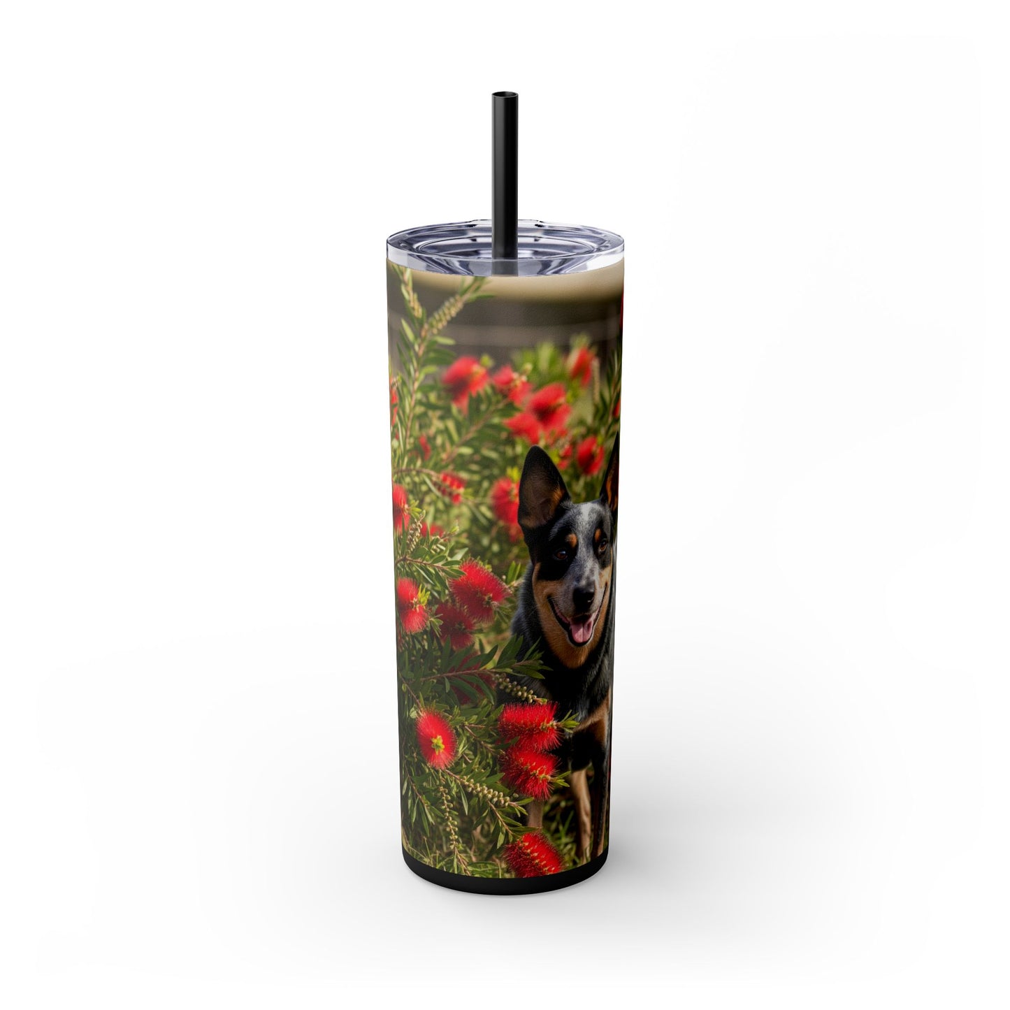 Australian Cattle Dog Skinny Tumbler with Straw, 20oz