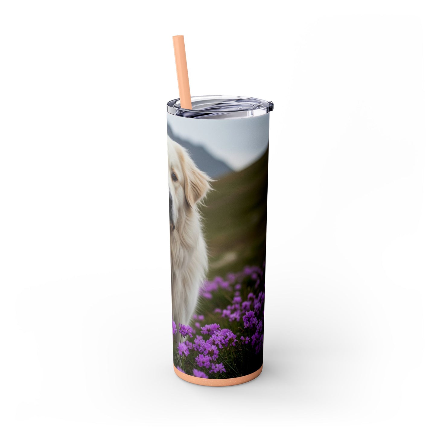 Pyrenean Mountain Dog Skinny Tumbler with Straw, 20oz