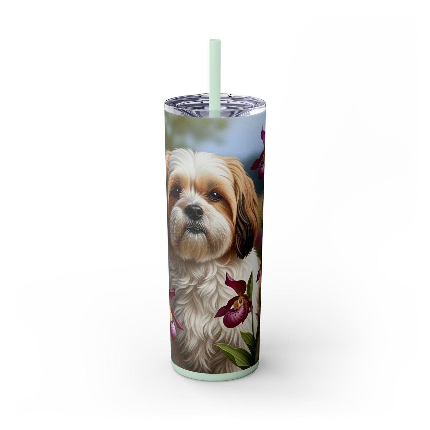 Lhasa Apso Skinny Tumbler with Straw, 20oz