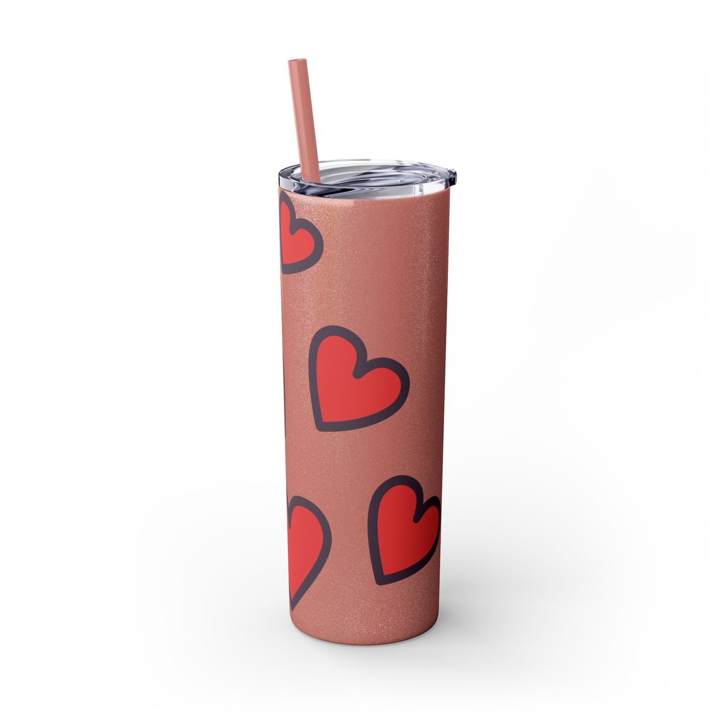 Hearts Skinny Tumbler with Straw, 20oz