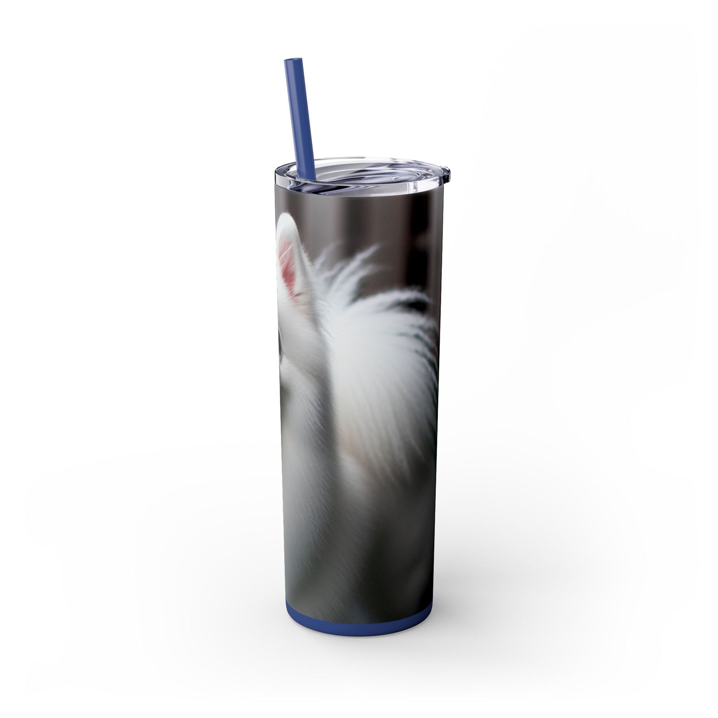 American Eskimo Dog Skinny Tumbler with Straw, 20oz