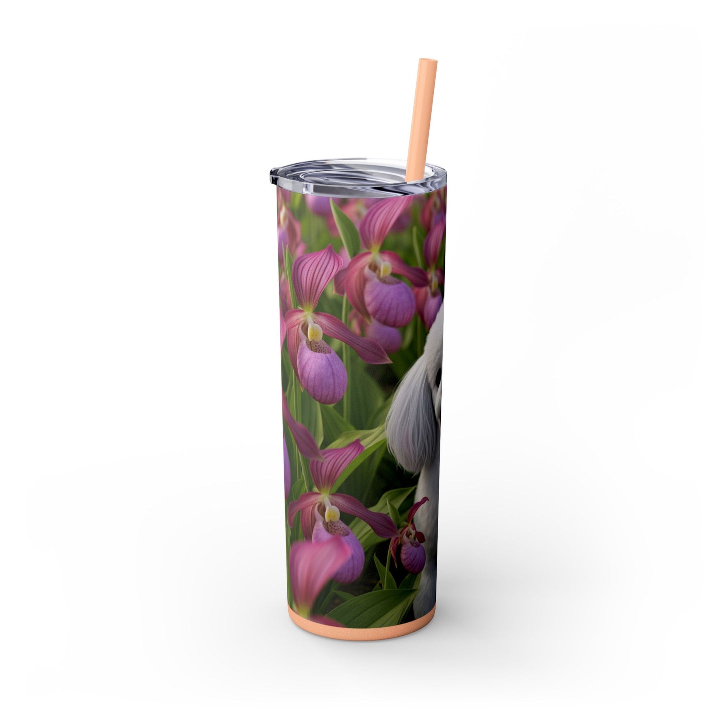 Toy Poodle Skinny Tumbler with Straw, 20oz