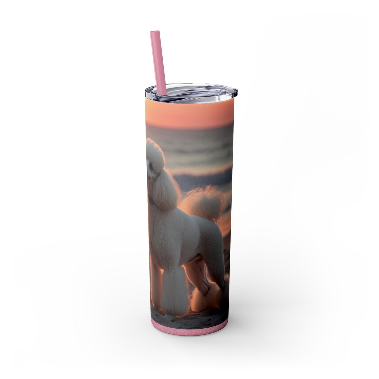 Poodle Love Skinny Tumbler with Straw, 20oz