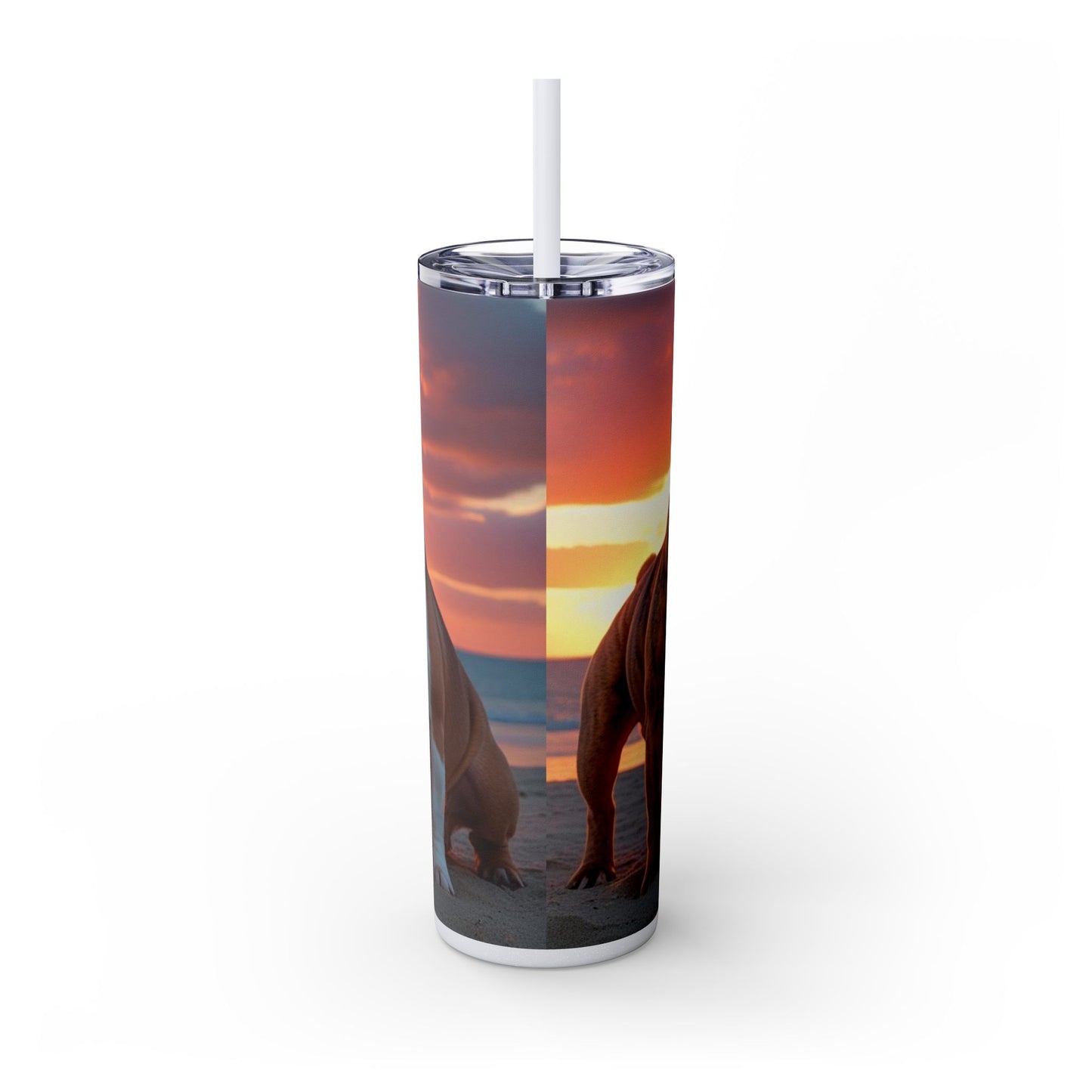 Bulldog Love Skinny Tumbler with Straw, 20oz