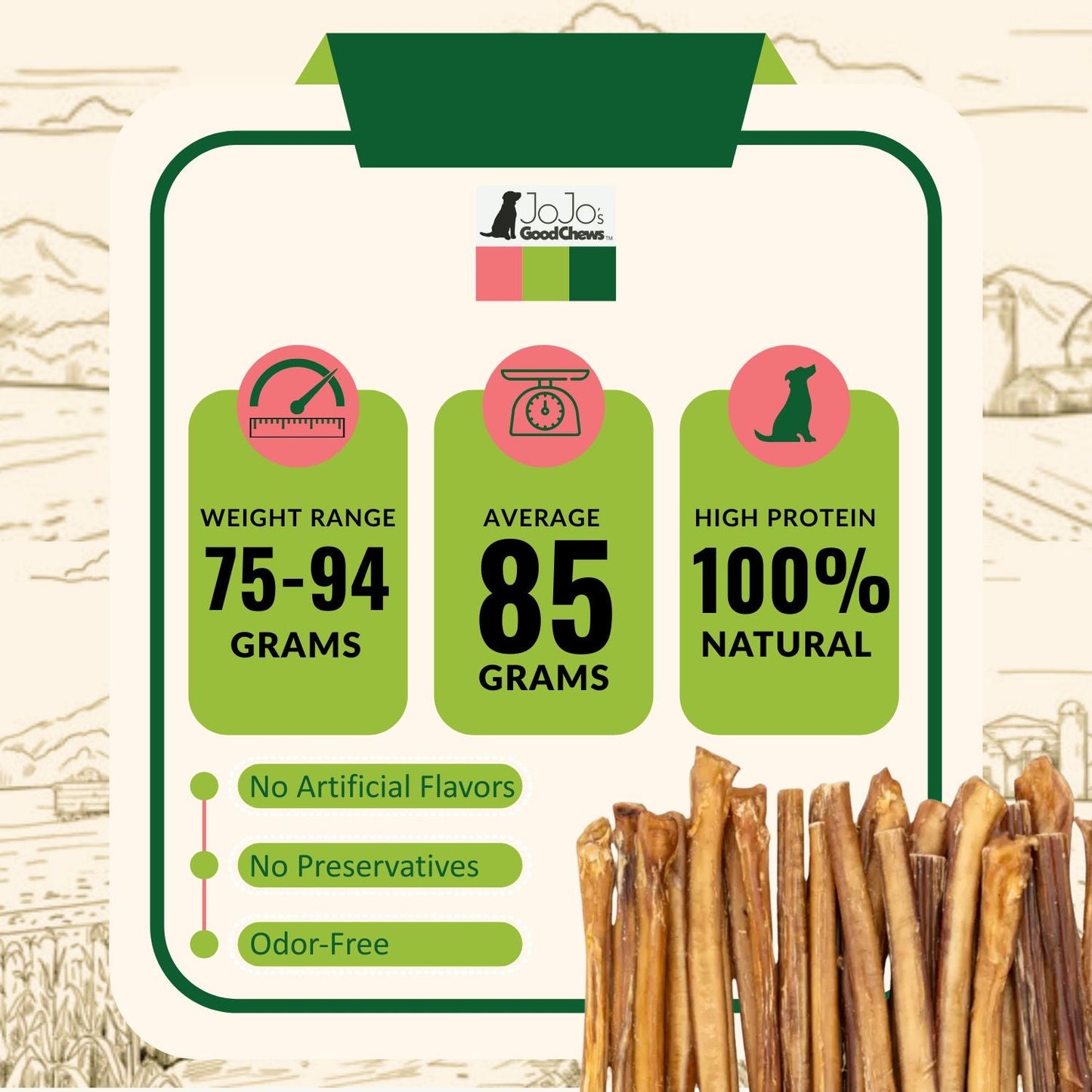 Golosinas para perros Bully Stick de carne de res totalmente naturales, masticables de un solo ingrediente, tamaño jumbo de 30 cm (paquete de 2)