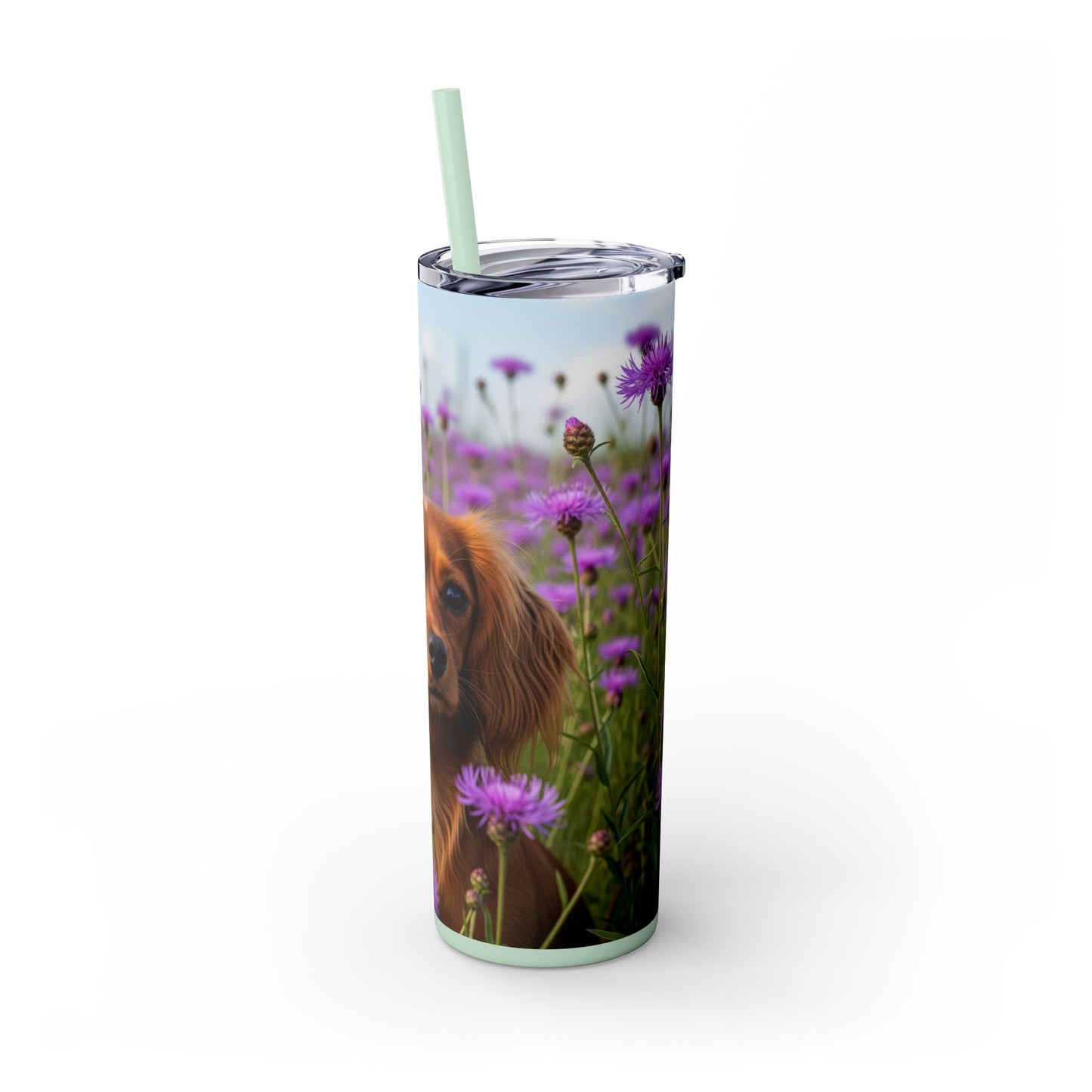 English Toy Spaniel Skinny Tumbler with Straw, 20oz