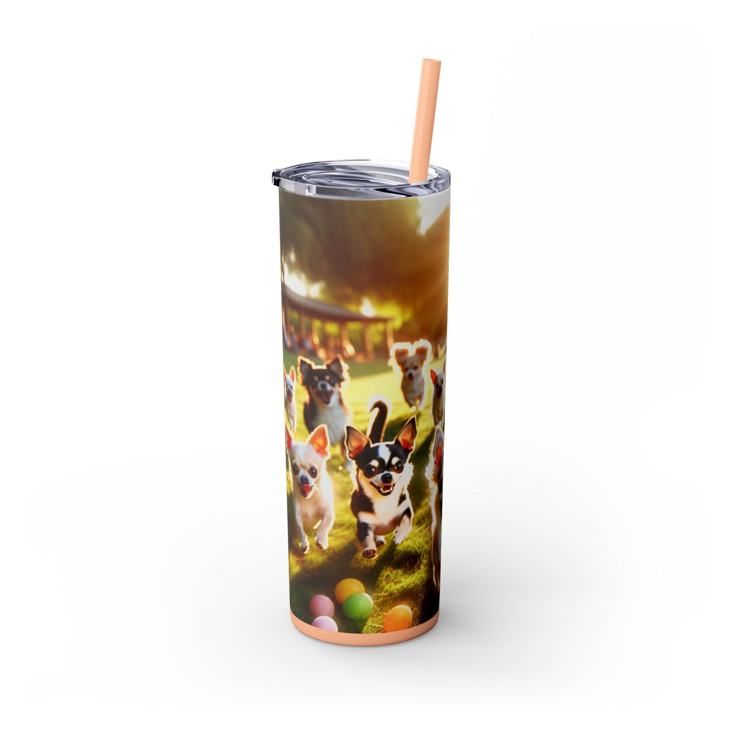 Chihuahua Skinny Tumbler with Straw, 20oz