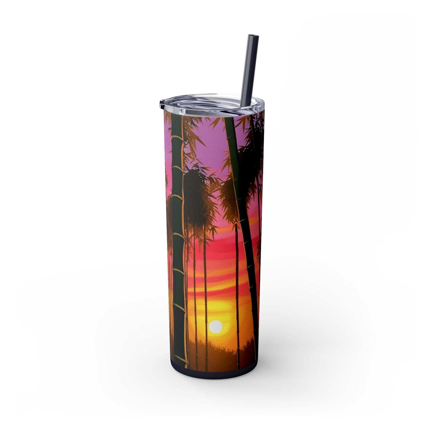 Bamboo Forest Sunrise Skinny Tumbler with Straw, 20oz