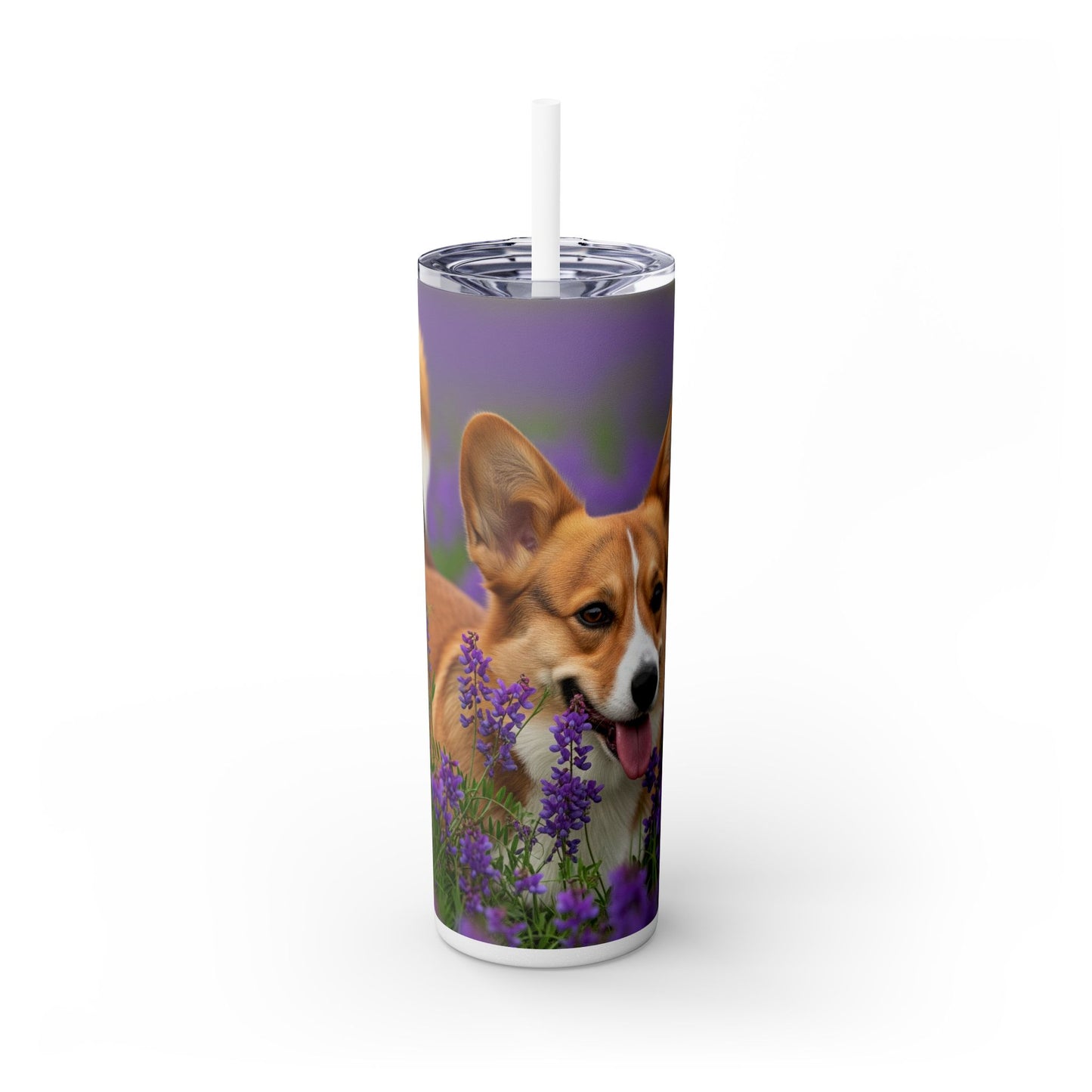Cardigan Welsh Corgi Skinny Tumbler with Straw, 20oz