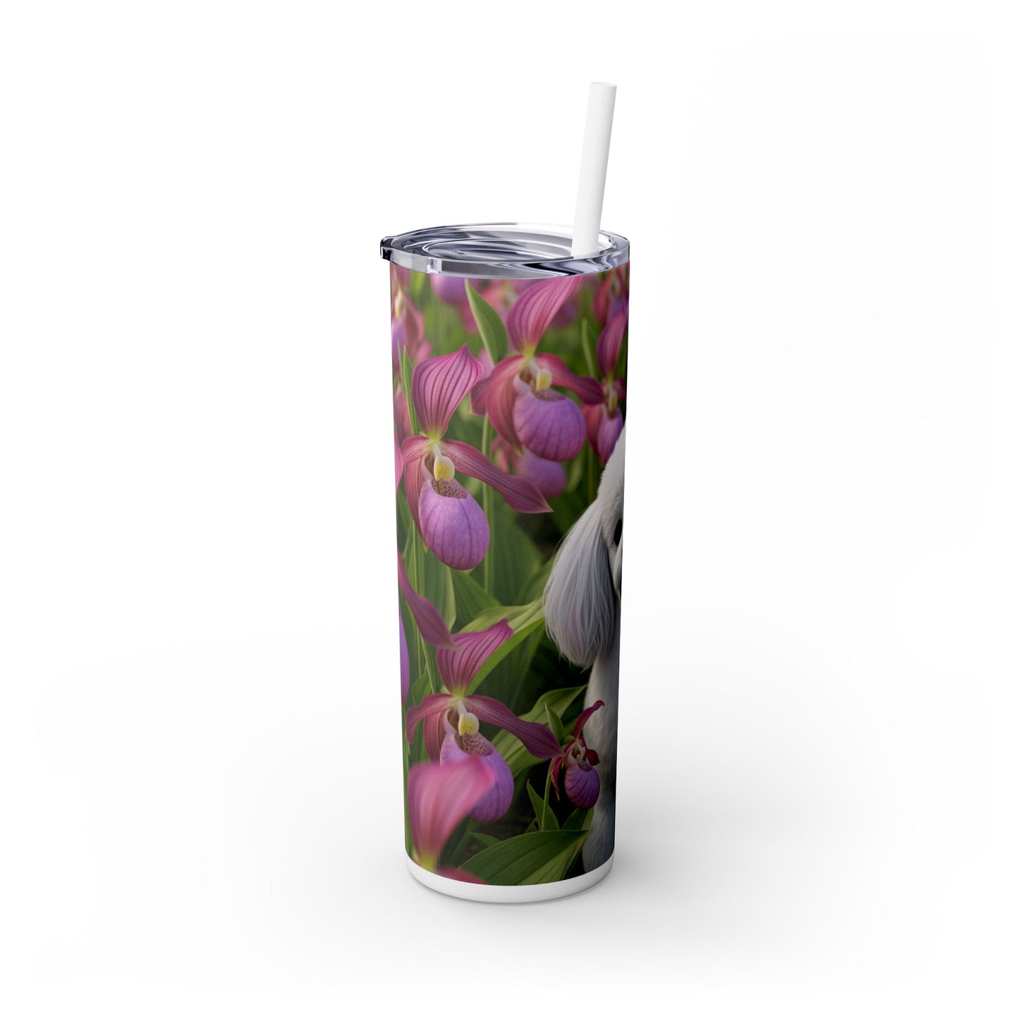 Toy Poodle Skinny Tumbler with Straw, 20oz