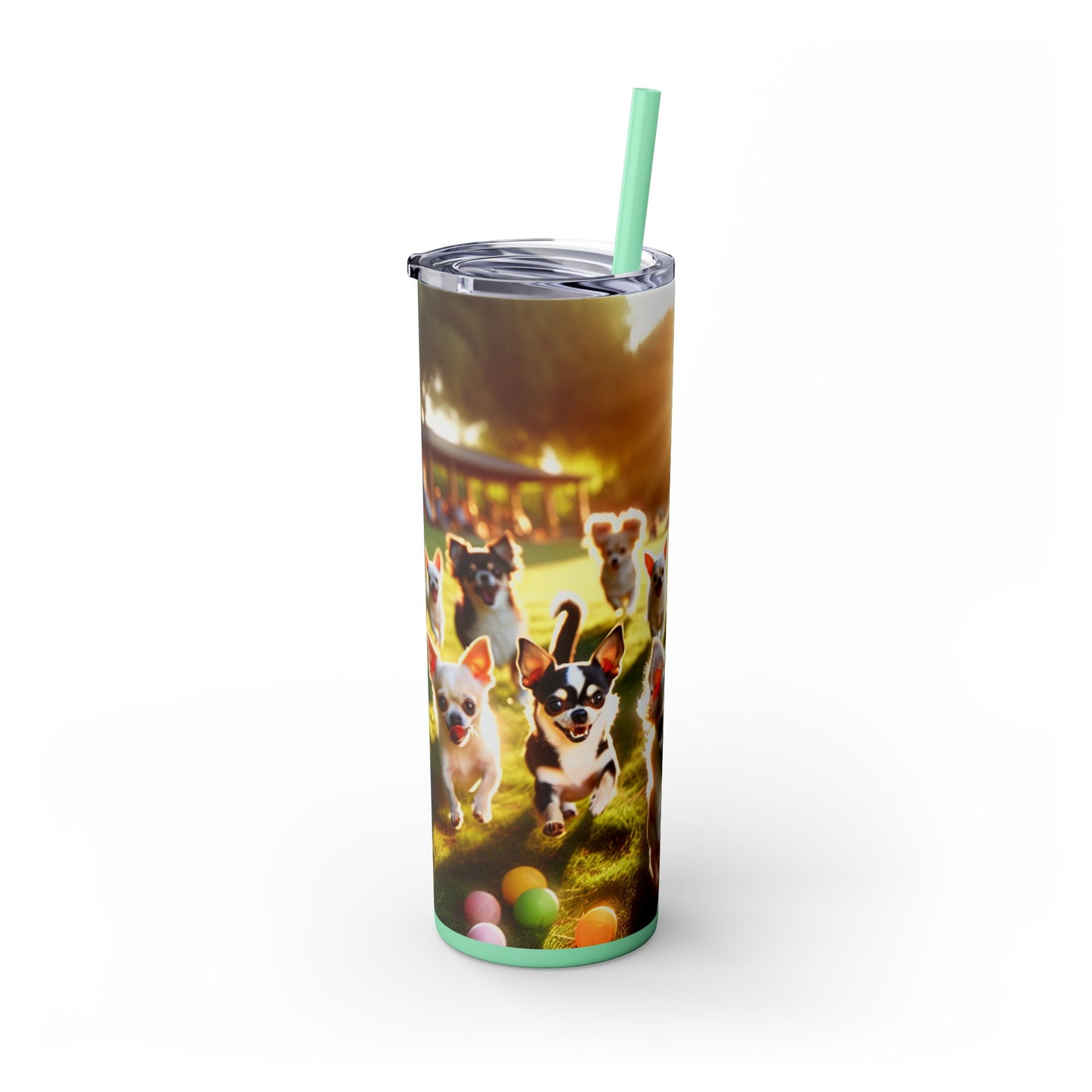 Chihuahua Skinny Tumbler with Straw, 20oz