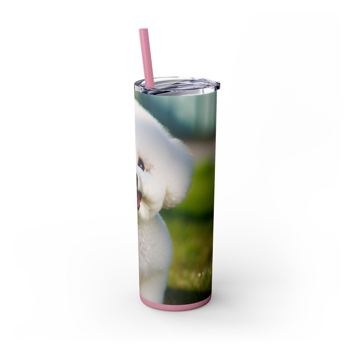 Bichon Frise Skinny Tumbler with Straw, 20oz