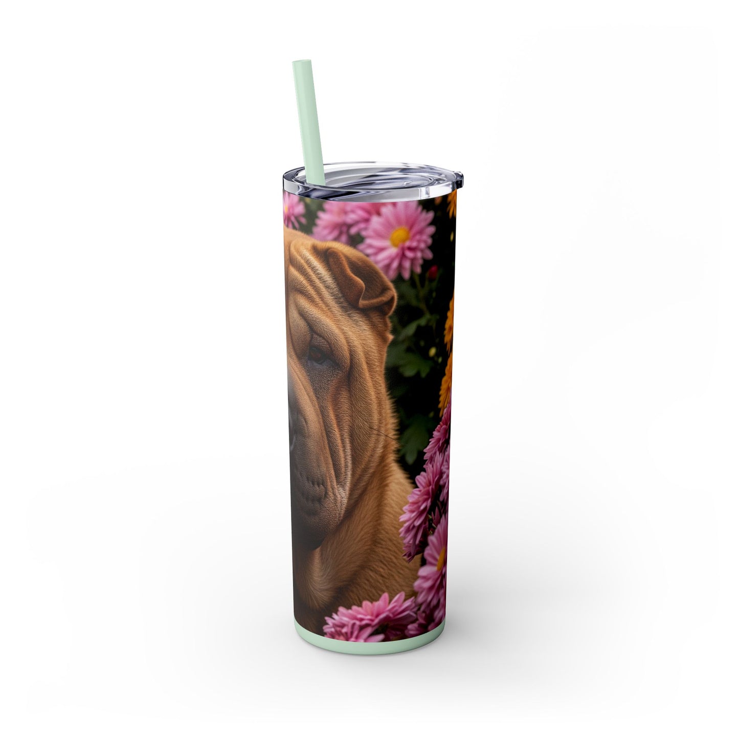 Shar-Pei Skinny Tumbler with Straw, 20oz