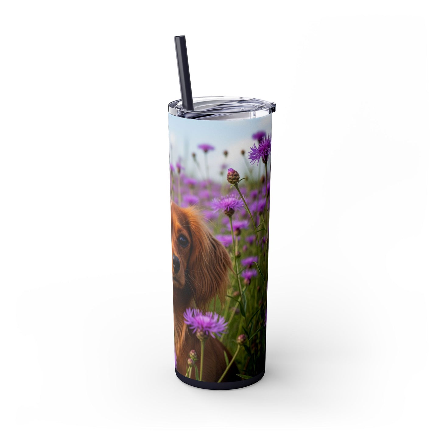 English Toy Spaniel Skinny Tumbler with Straw, 20oz