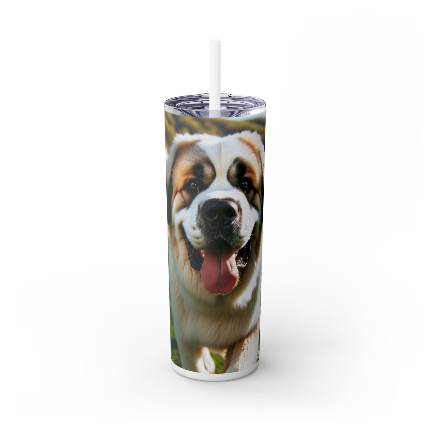 Pyrenean Mastiff Skinny Tumbler with Straw, 20oz