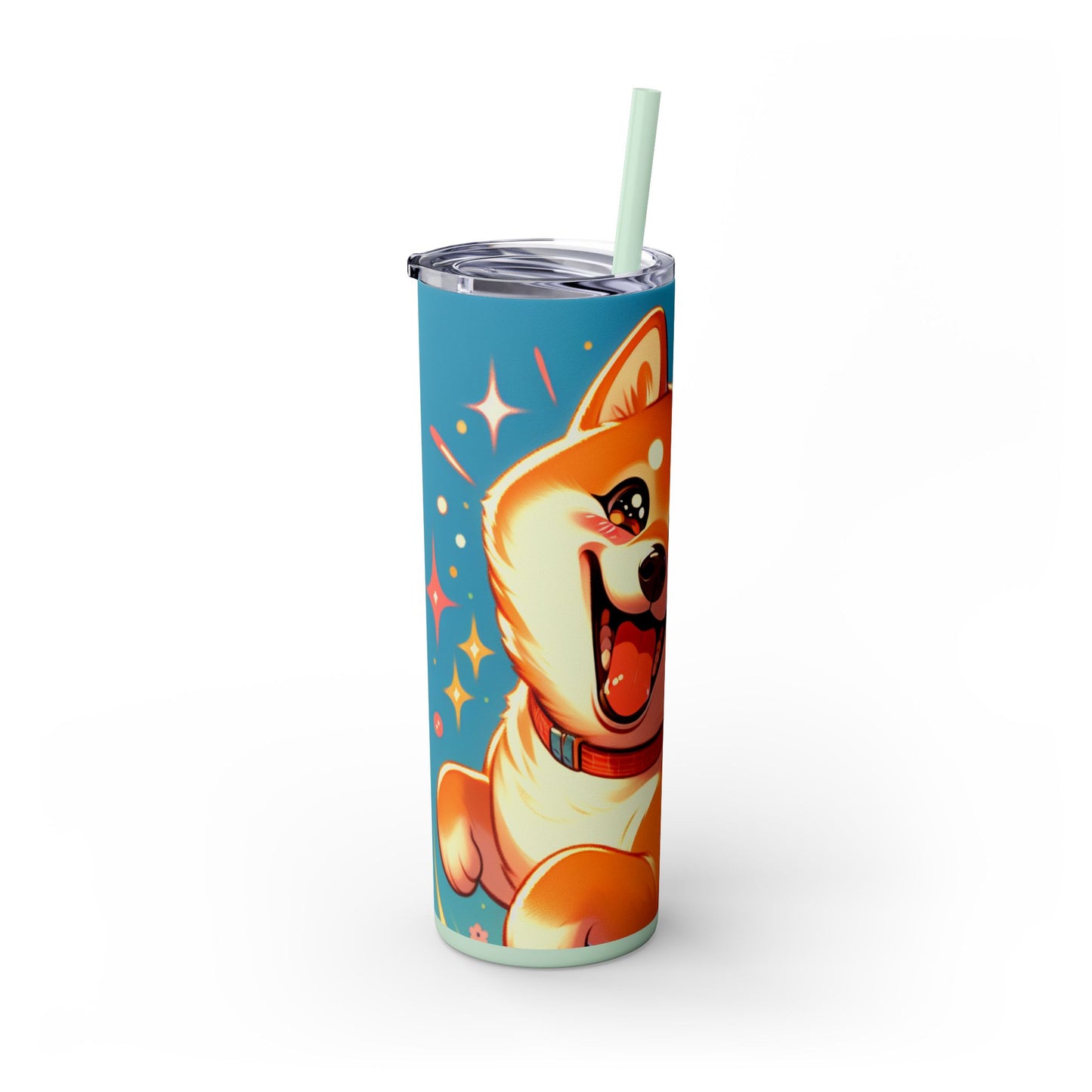 Shiba Inu Skinny Tumbler with Straw, 20oz