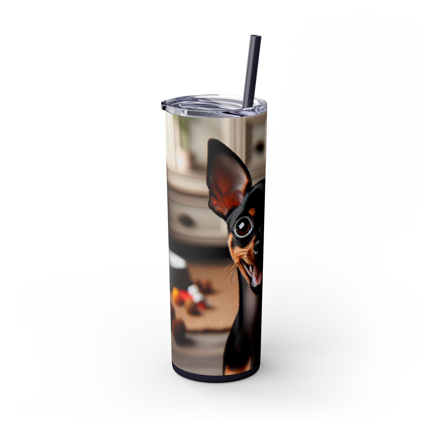 English Toy Terrier Tumbler with Straw, 20oz