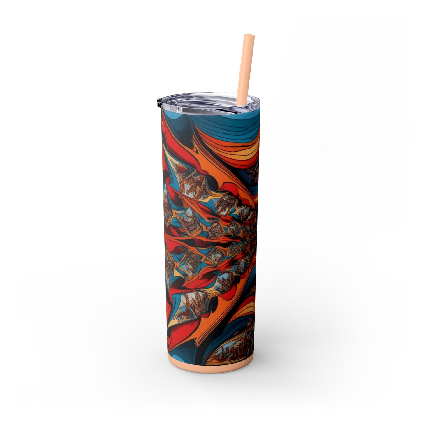 Optical Illusion Skinny Tumbler with Straw, 20oz