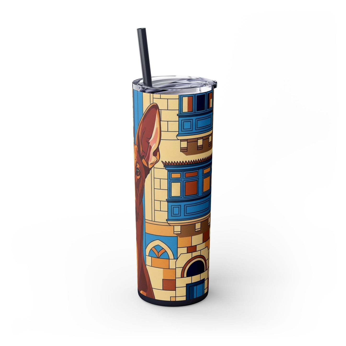 Pharaoh Hound Skinny Tumbler with Straw, 20oz