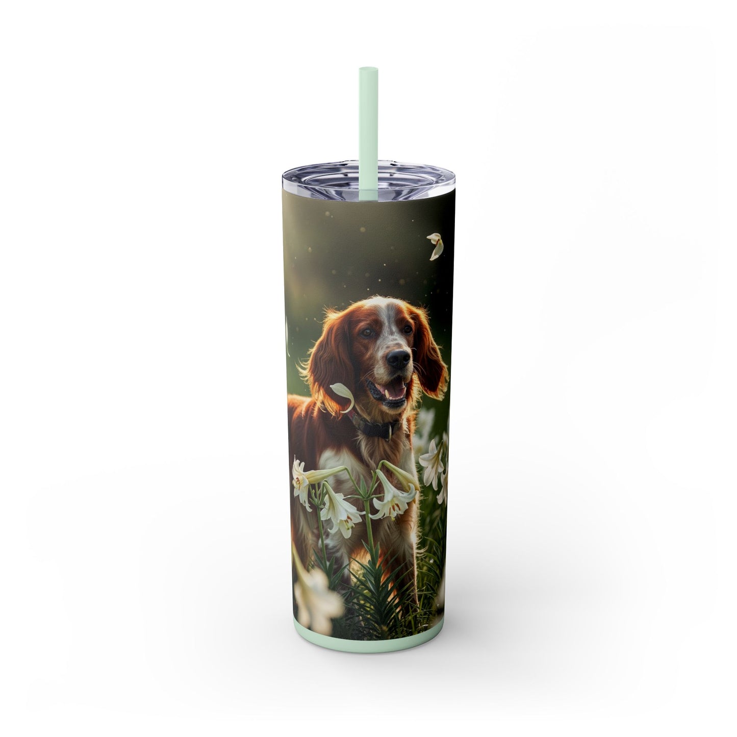 Irish Red and White Setter Tumbler with Straw, 20oz