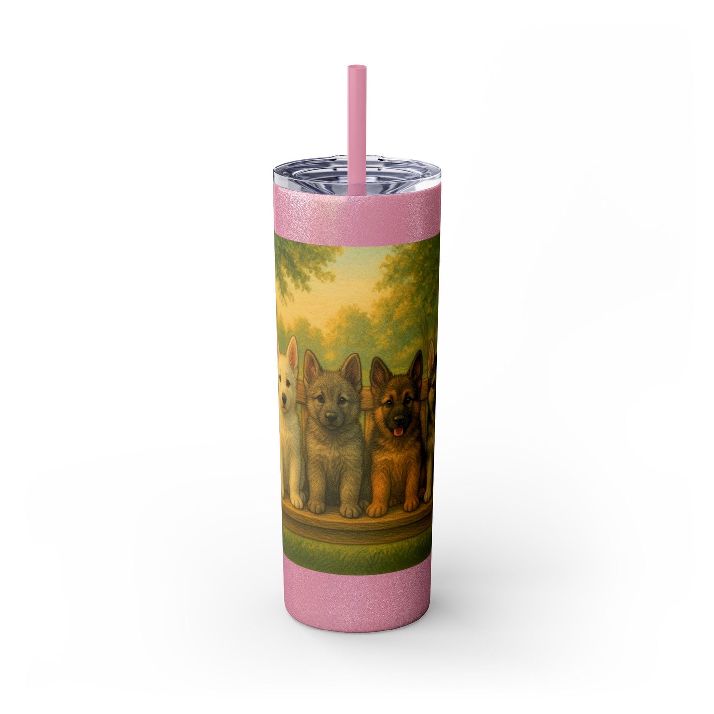 German Shepherd puppies Tumbler with Straw, 20oz