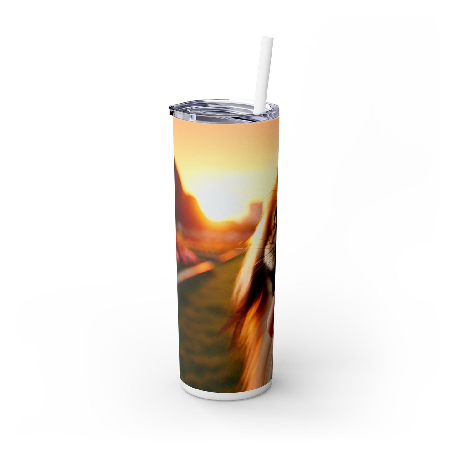 Pekingese Skinny Tumbler with Straw, 20oz