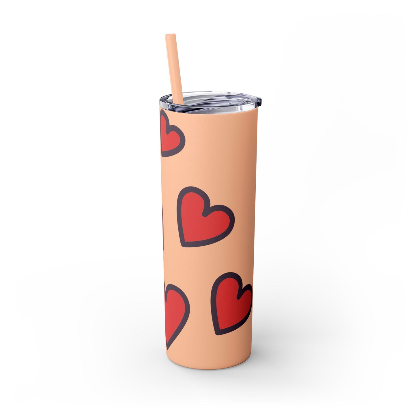 Hearts Skinny Tumbler with Straw, 20oz
