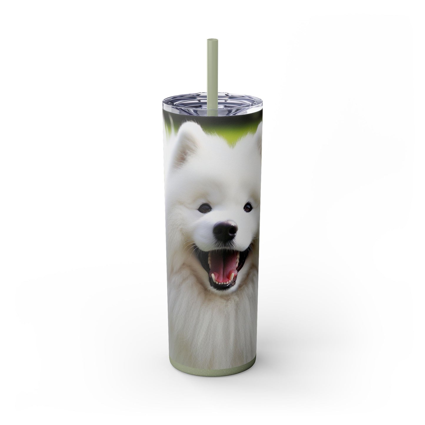 Samoyed Skinny Tumbler with Straw, 20oz