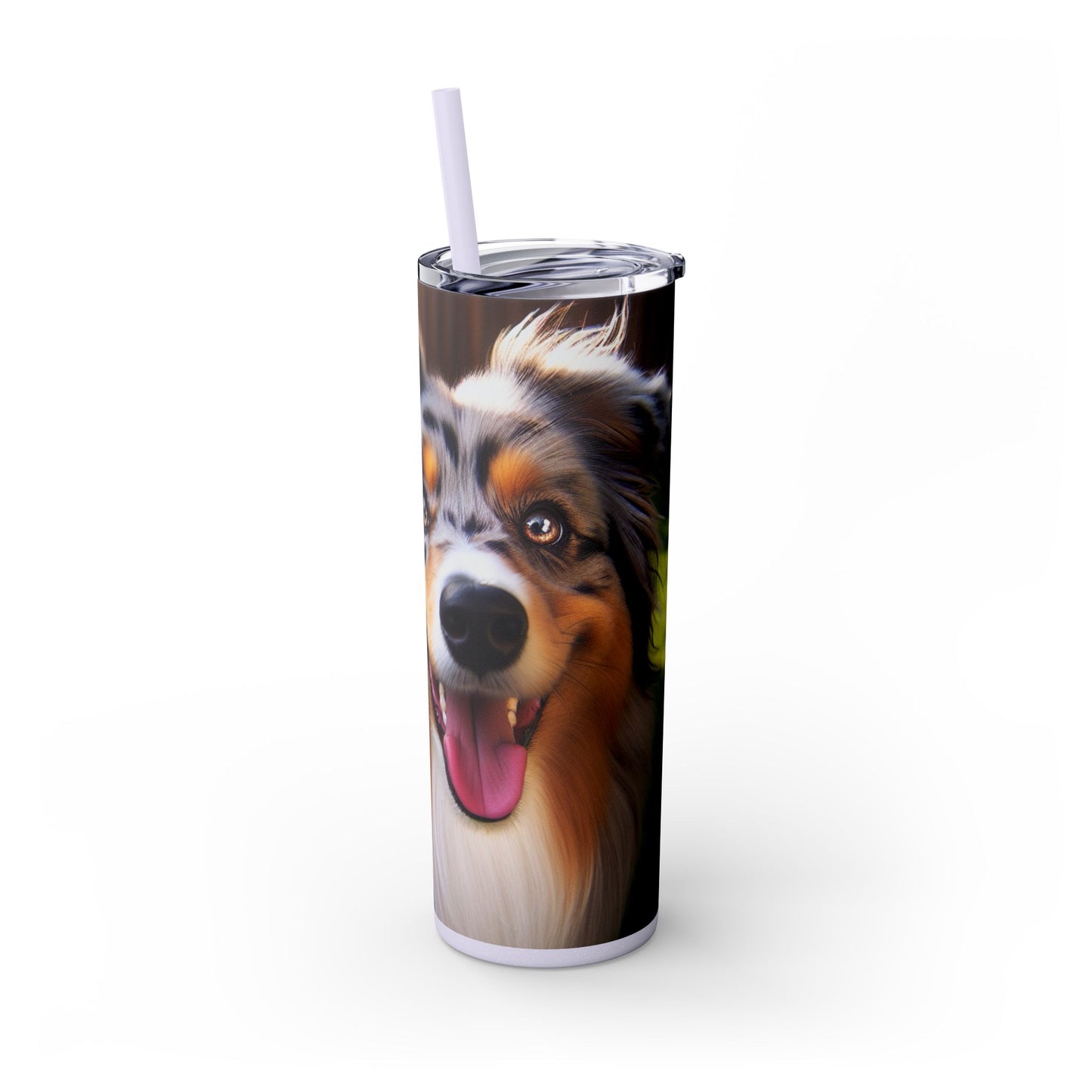 Australian Shepherd Skinny Tumbler with Straw, 20oz