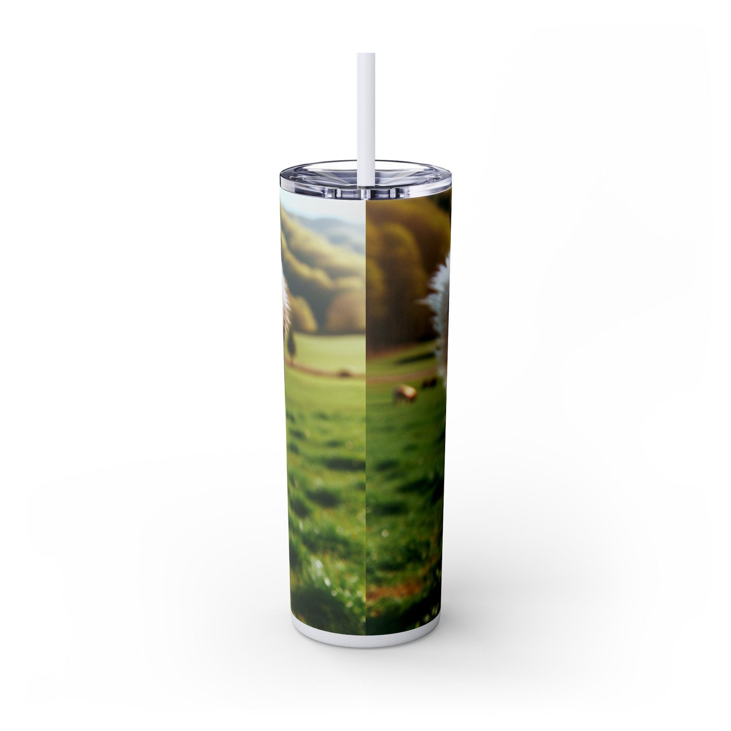 Pyrenean Mastiff Skinny Tumbler with Straw, 20oz